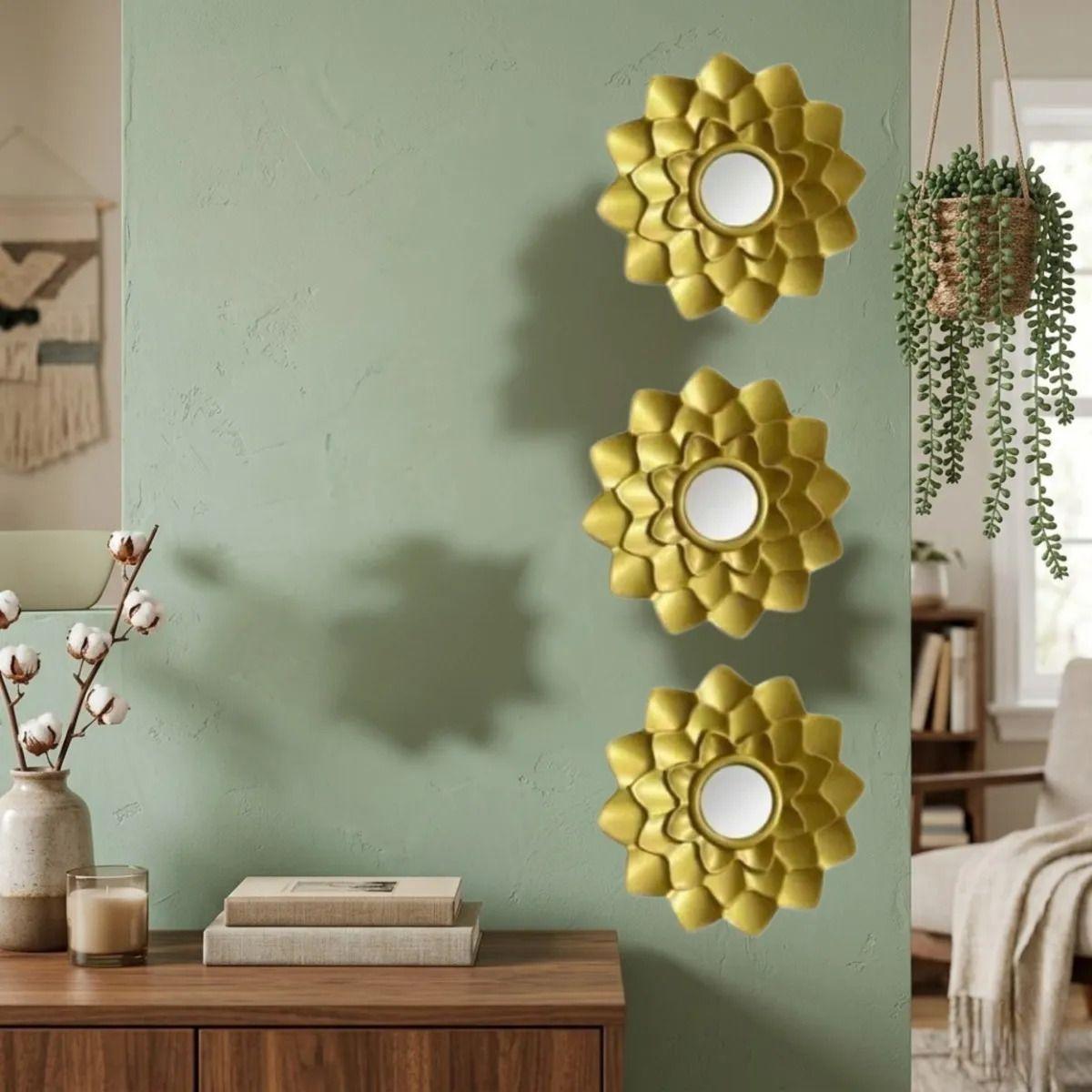 Set 3 Espejos Decorativos Florales Pared Modernos ALJ-9
