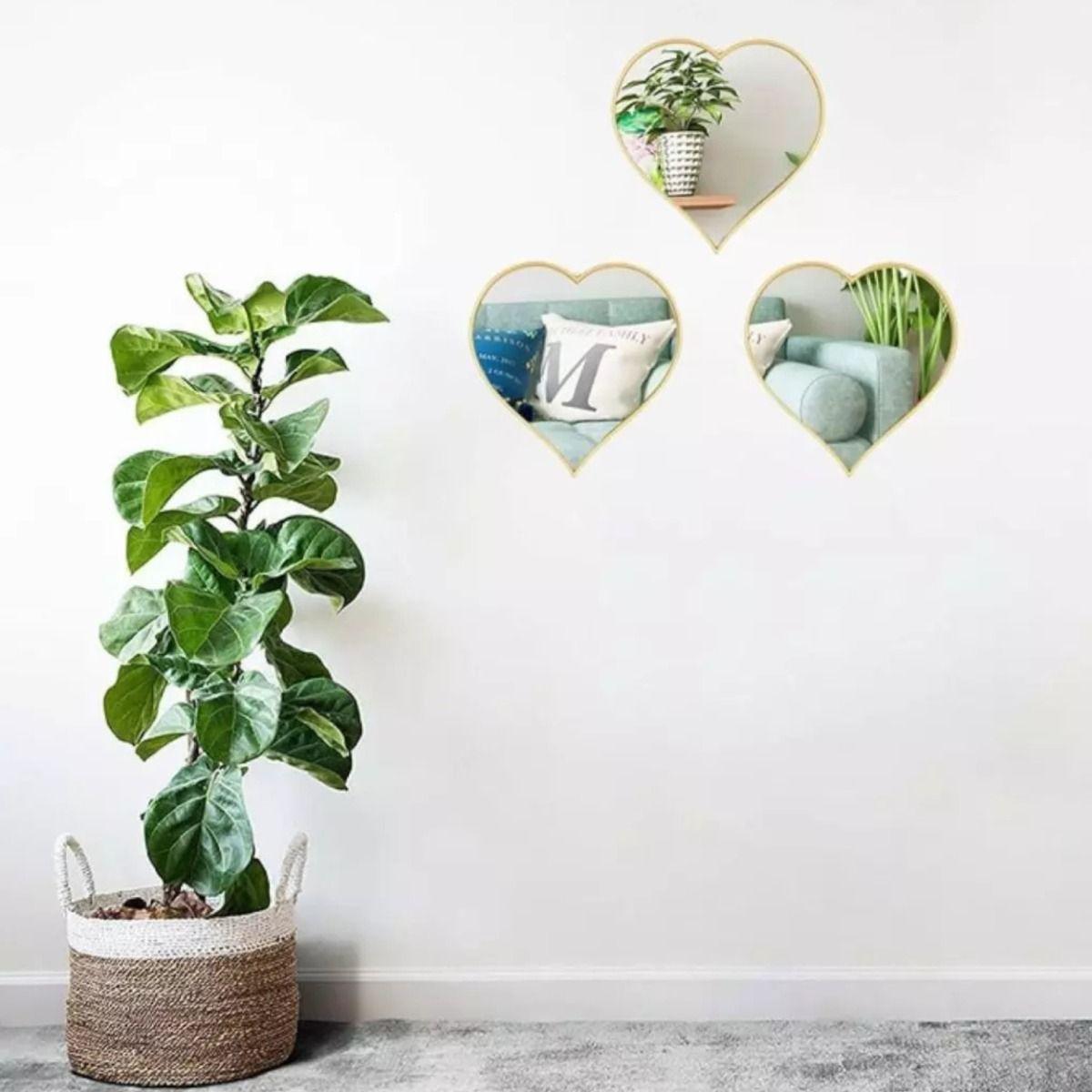 Set 3 Espejo Decorativo Pared Colgante Corazón Adorno Jhn-7