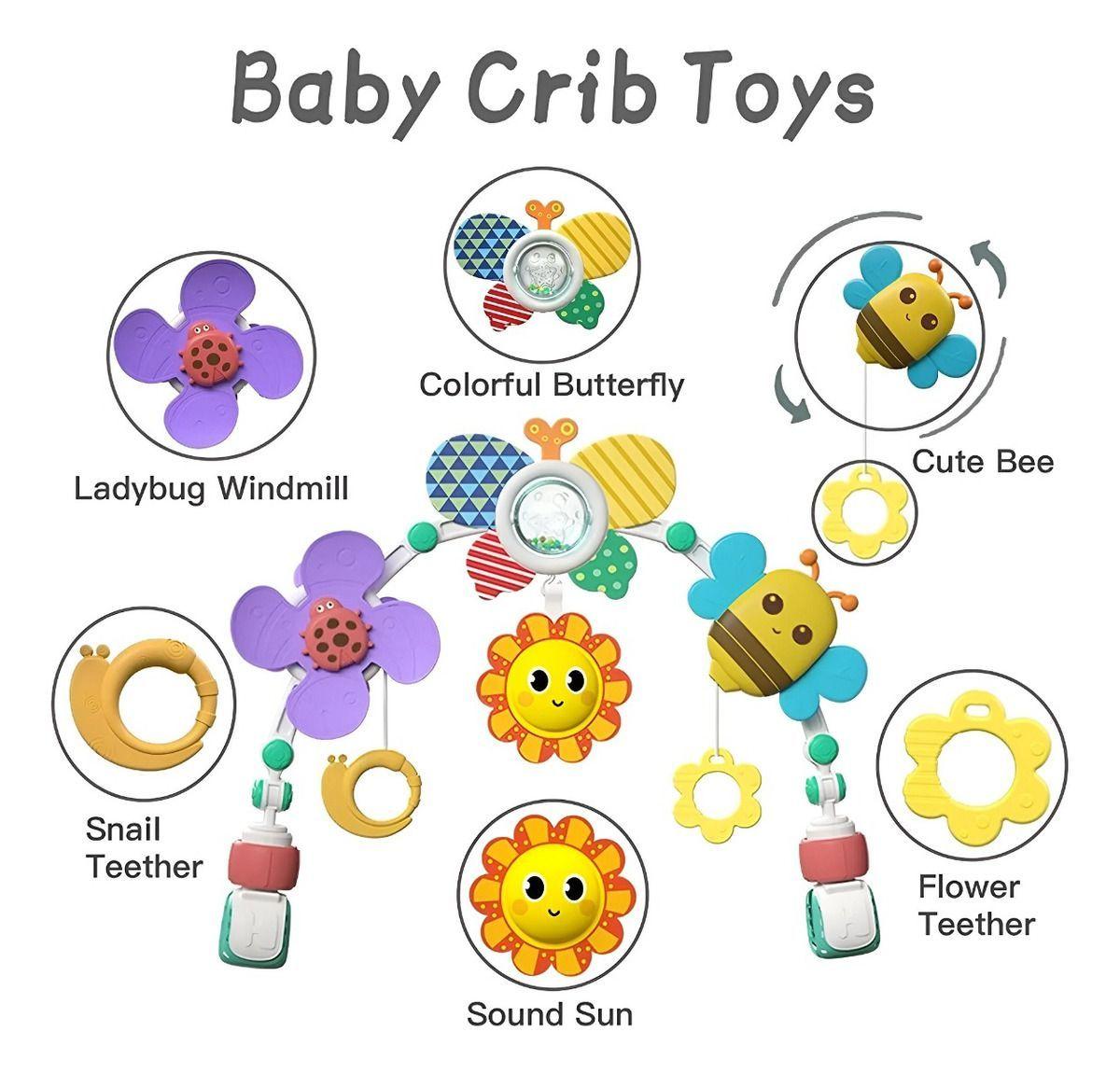 Móvil Sonajero Arco Cochecito Cuna Bebé Sensorial Jhn-7