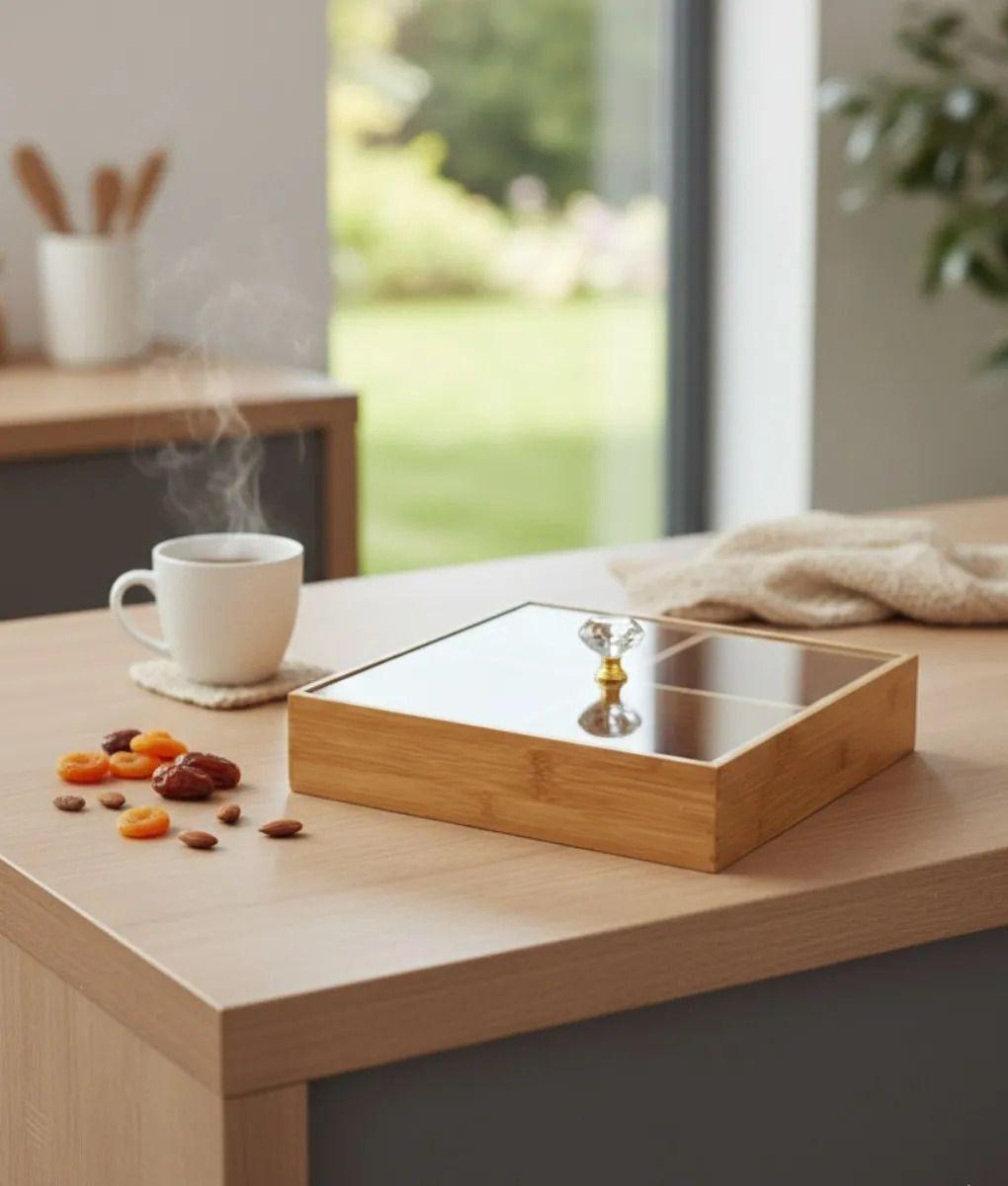 Caja Decorativa Organizadora Cuadrada Divisiones Tapa Jhn-6