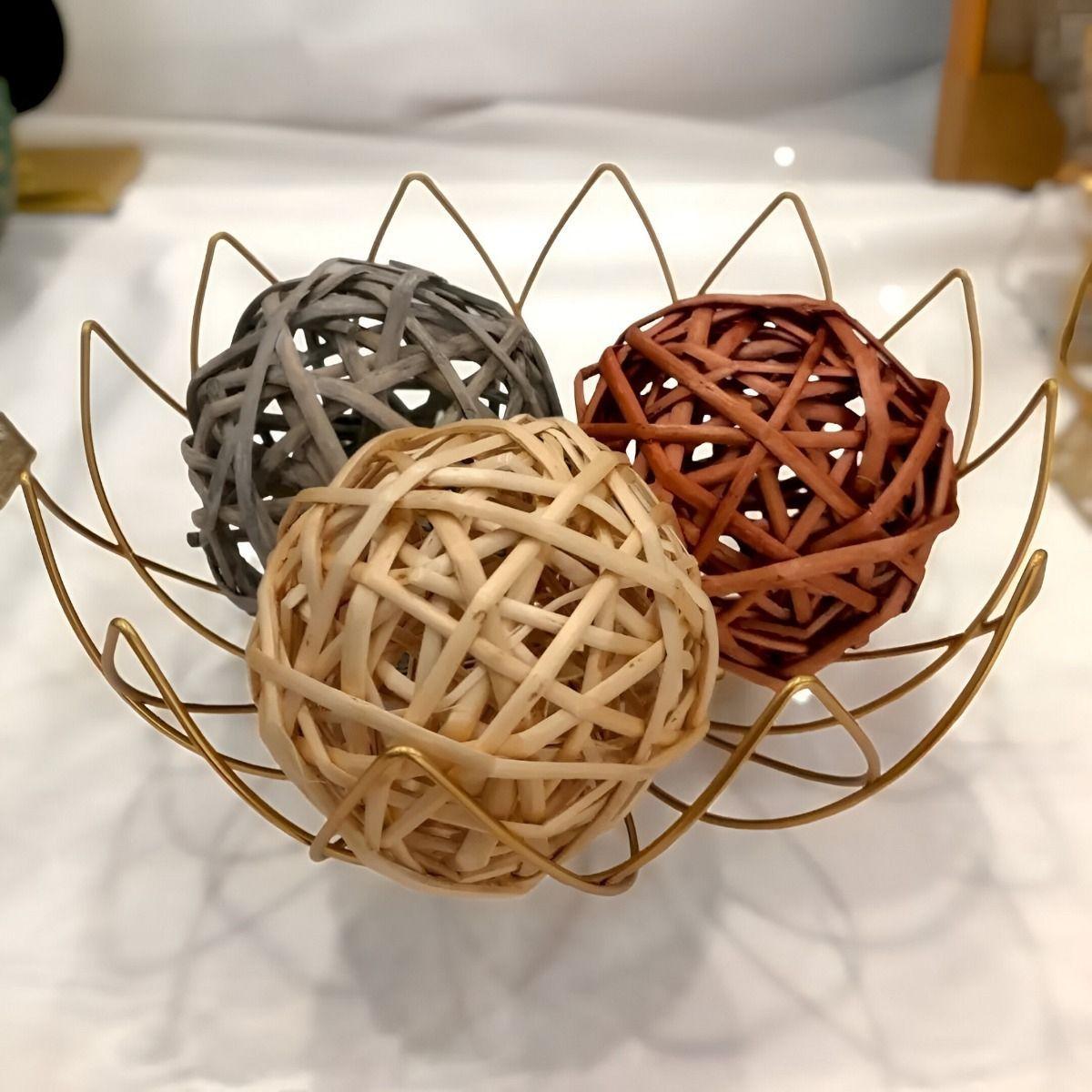 Bolas Decorativas Mimbre Cuencos Adornos Set de 5 Jhn-4