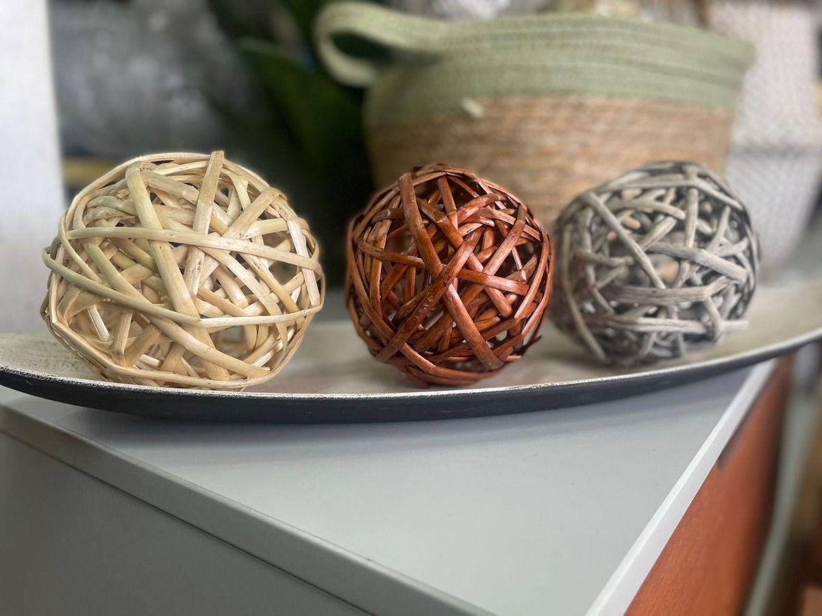 Bolas Decorativas Mimbre Cuencos Adornos Set de 5 Jhn-6