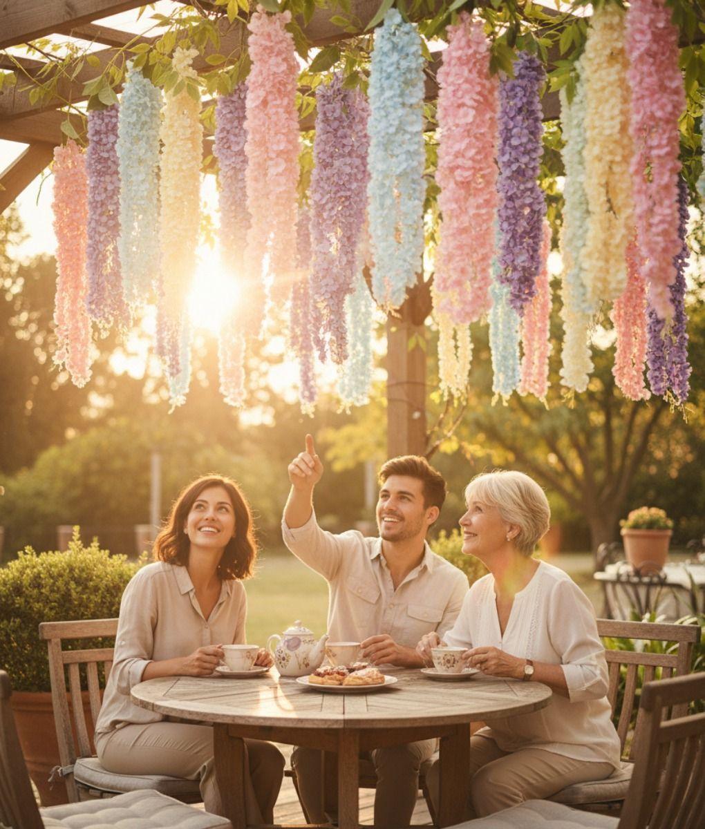 Set 2 Flores Artificiales Enredadera Colgante Pluma Jhn-3