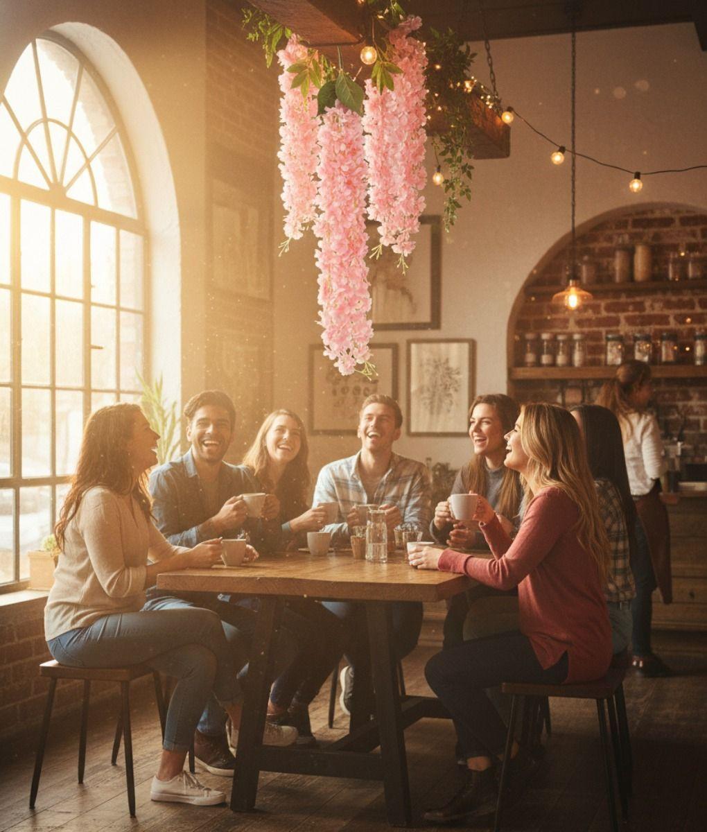 Set 2 Flores Artificiales Enredadera Colgante Pluma Jhn-5