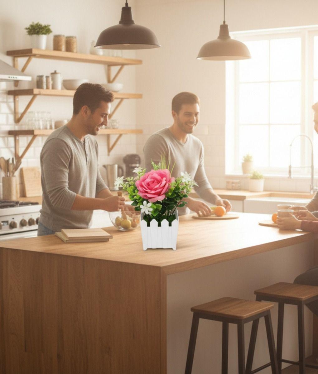 Set 2 Flor Artificial Rosa Valla Encanto Compacto Adorno Jhn-4