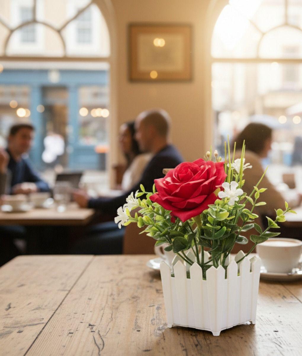 Set 2 Flor Artificial Rosa Valla Encanto Compacto Adorno Jhn-5