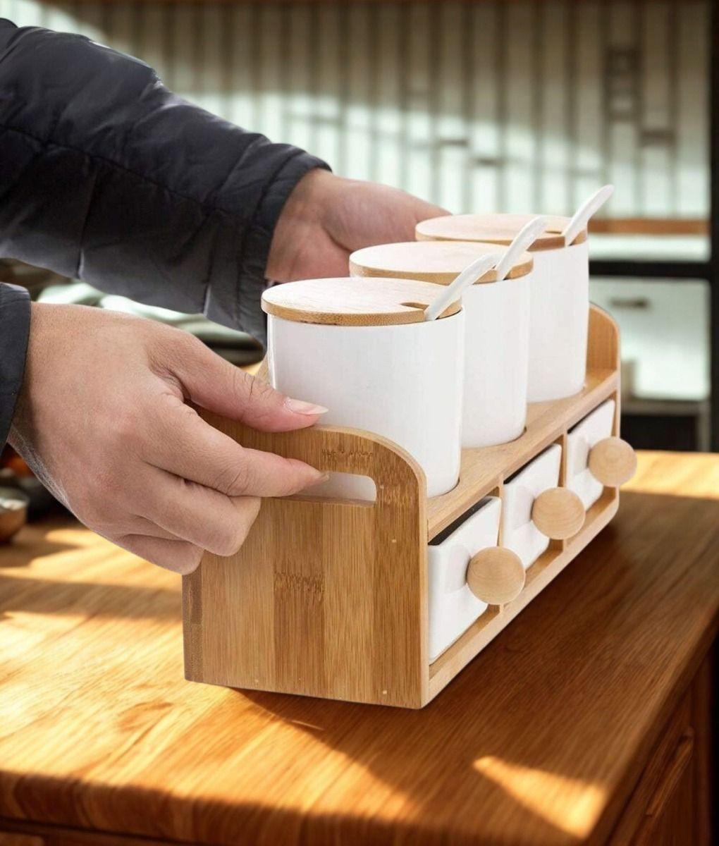 Juego Recipiente Organizador Contenedor Soporte Tapa Jhn-4