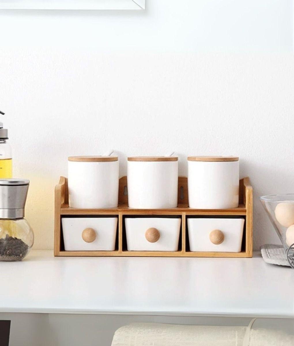 Juego Recipiente Organizador Contenedor Soporte Tapa Jhn-7