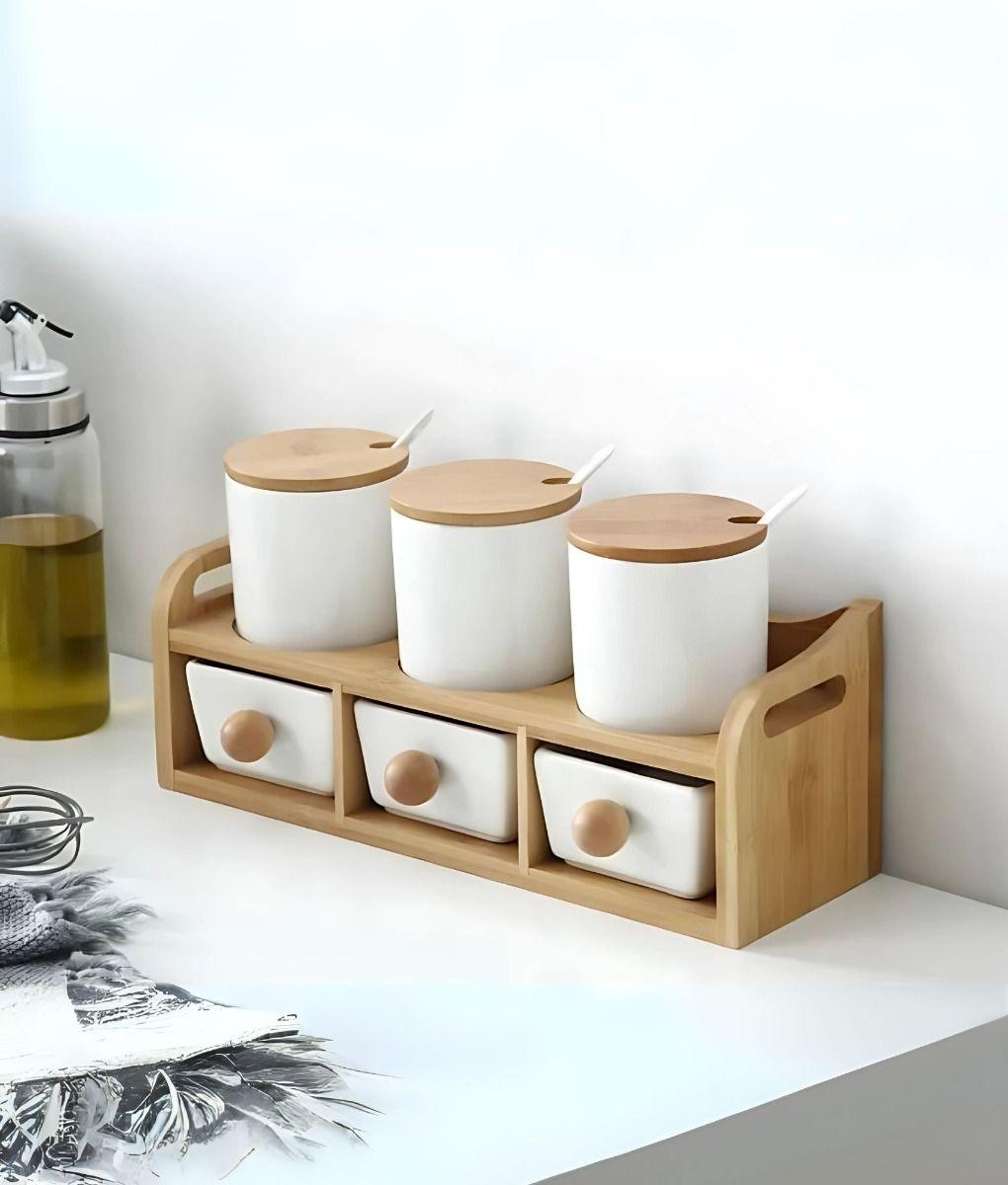 Juego Recipiente Organizador Contenedor Soporte Tapa Jhn-9