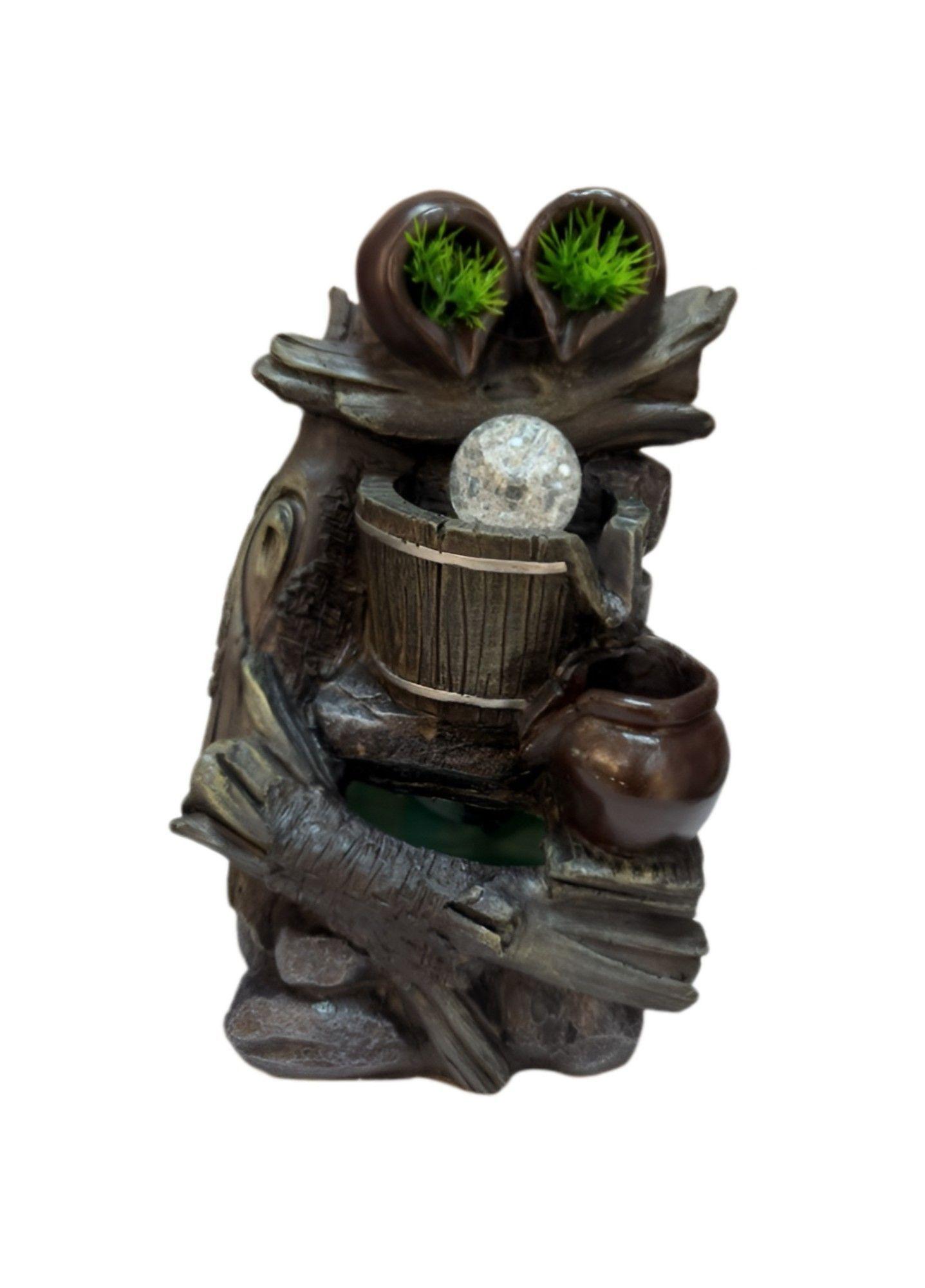 Fuente De Agua Diseño 3 Cantaros Con Luz Y Esfera 35cm Jhn-0