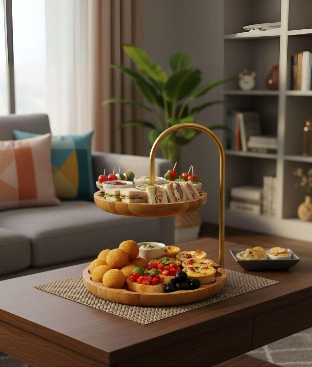 Bandeja Decorativa Multifuncional Soporte Dos Niveles Jhn-8