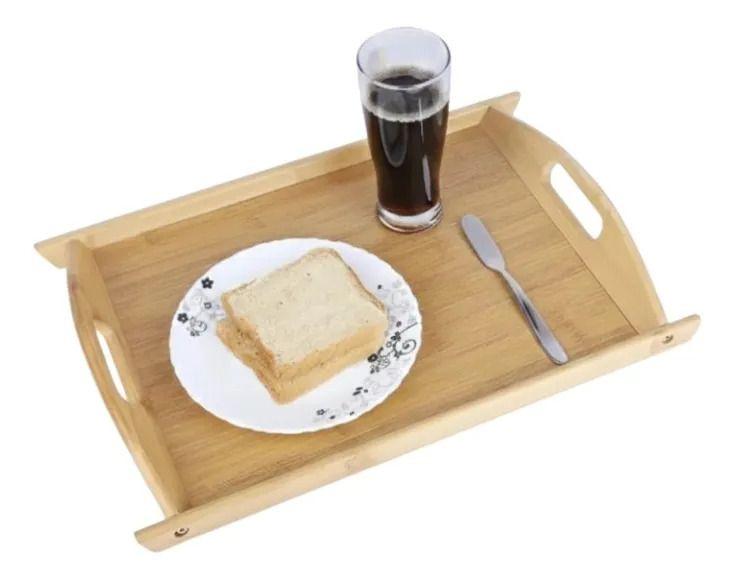 Set 3 Bandeja Decorativa Bambú Multiuso Asas Hogar Jhn-1