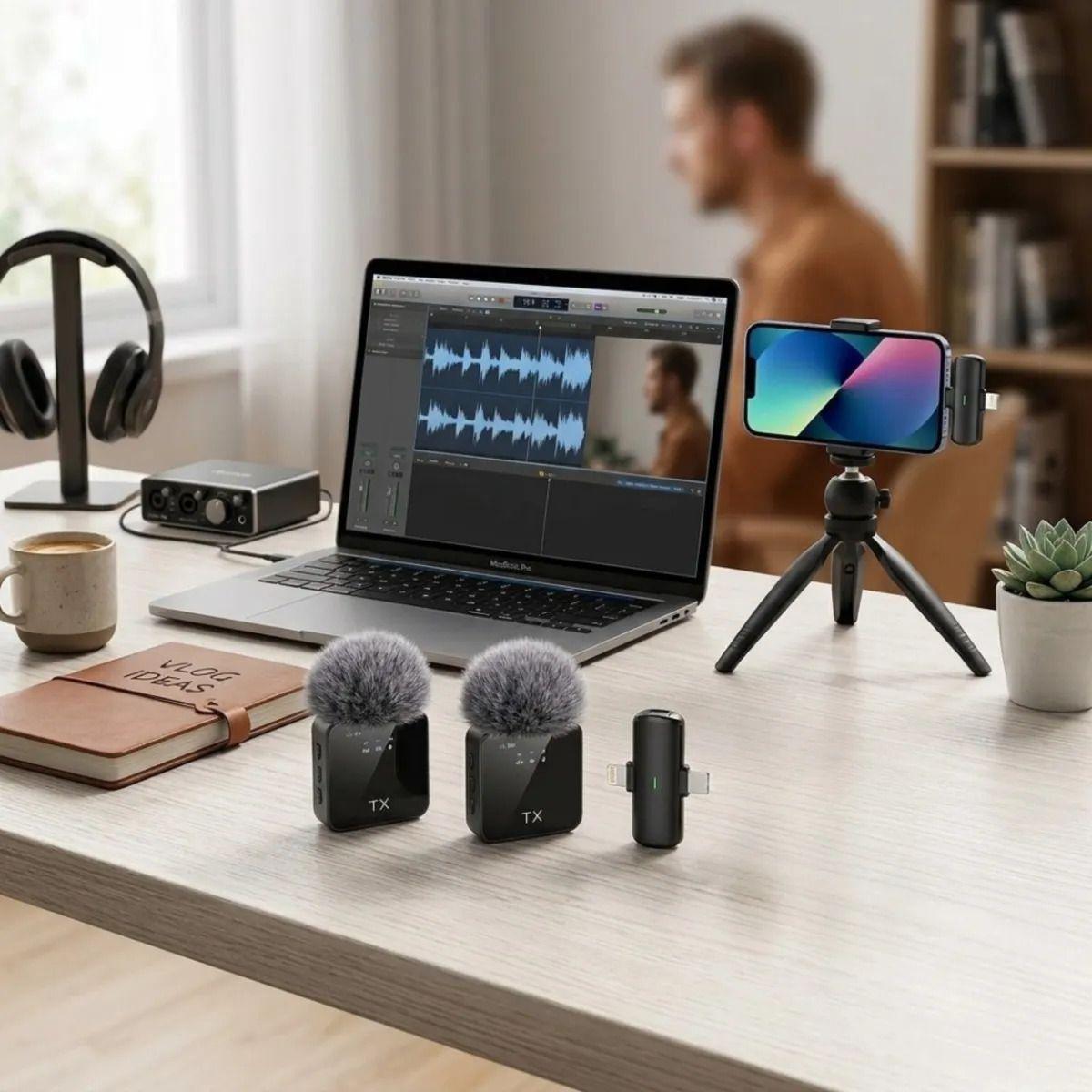 Kit 2 Microfonos Inalambricos Entrevistas Celular Camara ALJ-4
