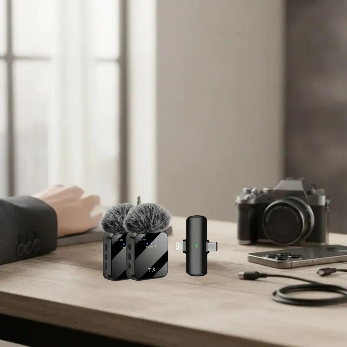 Kit 2 Microfonos Inalambricos Entrevistas Celular Camara ALJ-7