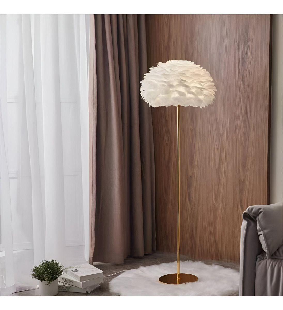 Lámpara Pie Moderna Noche Sombra Plumas Decorativa Jhn-4
