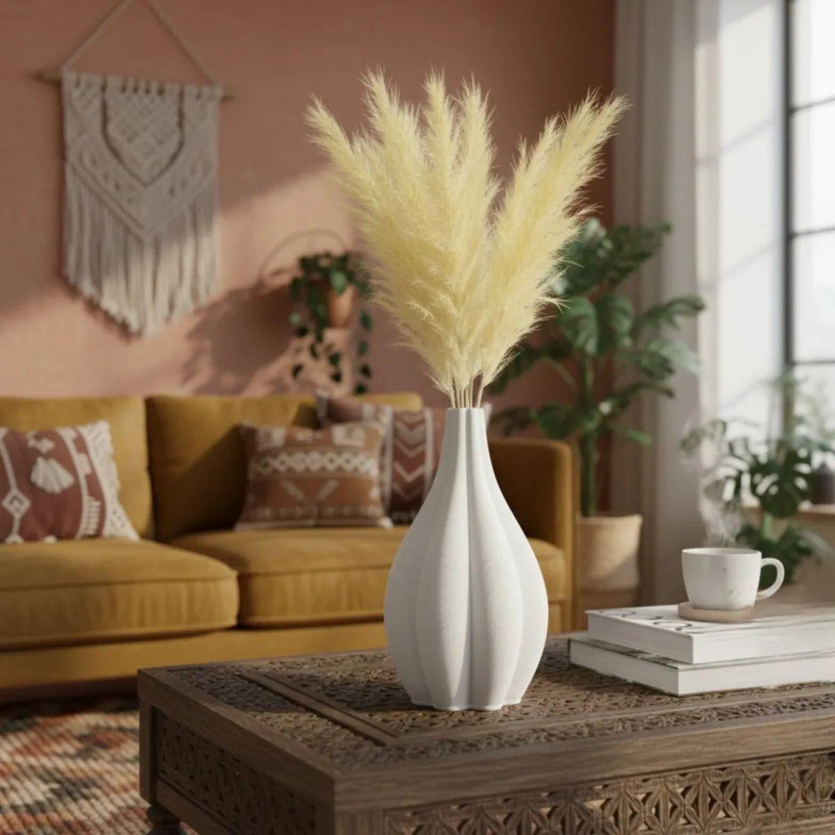 Florero Decorativo Estriado Escultórico Estilo Moderno AJ-5