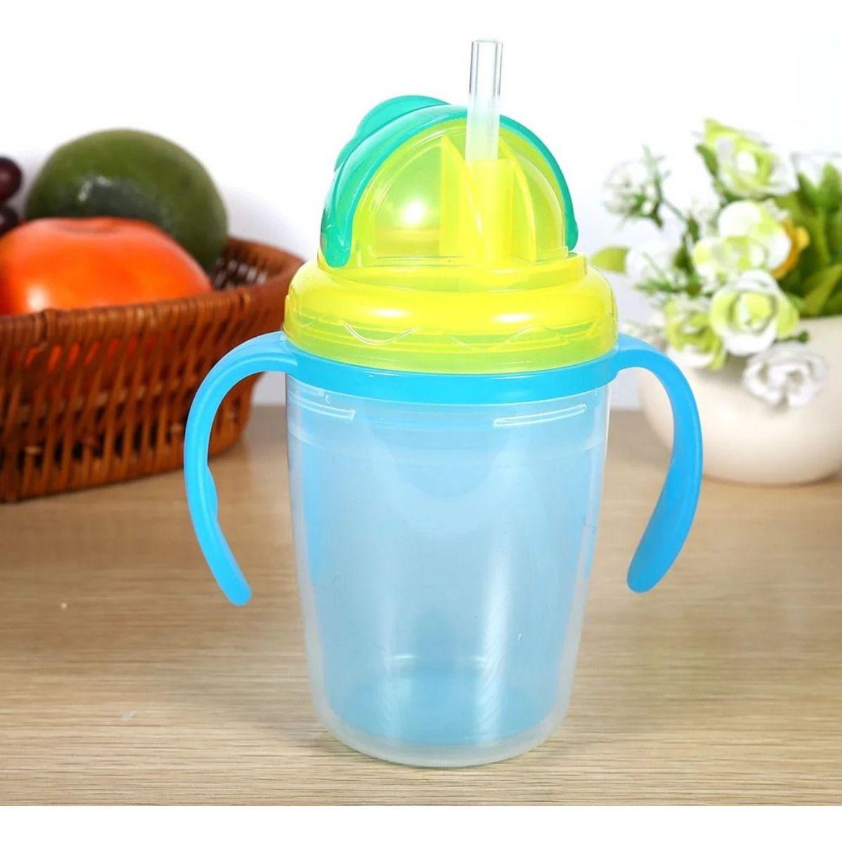 SET 2 VASOS CON ASA AGARRE ANTIDERRAME PAJILLA NIÑOS LAU-4