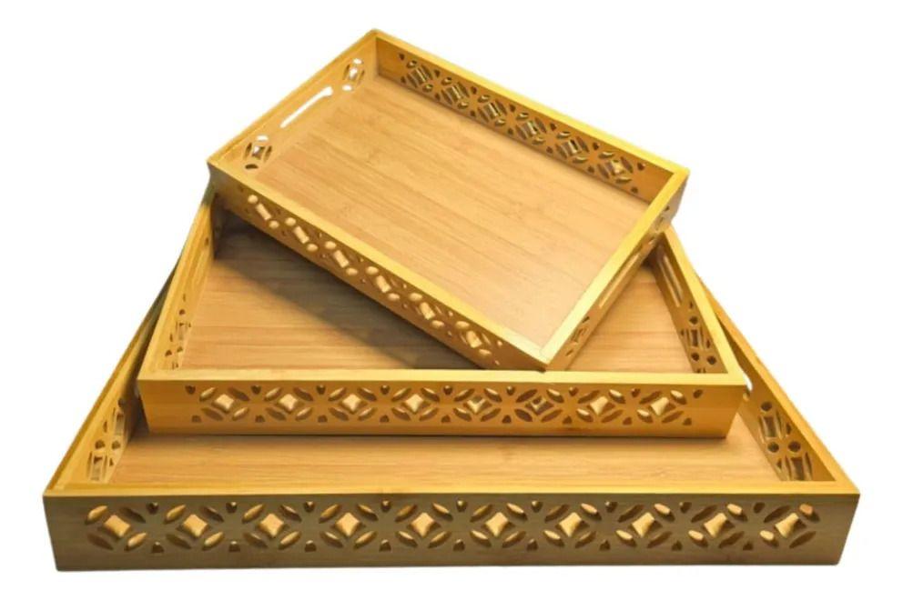 Set 3 Bandeja Servicio Decorativa Detalles Calados Hogar Jhn-0