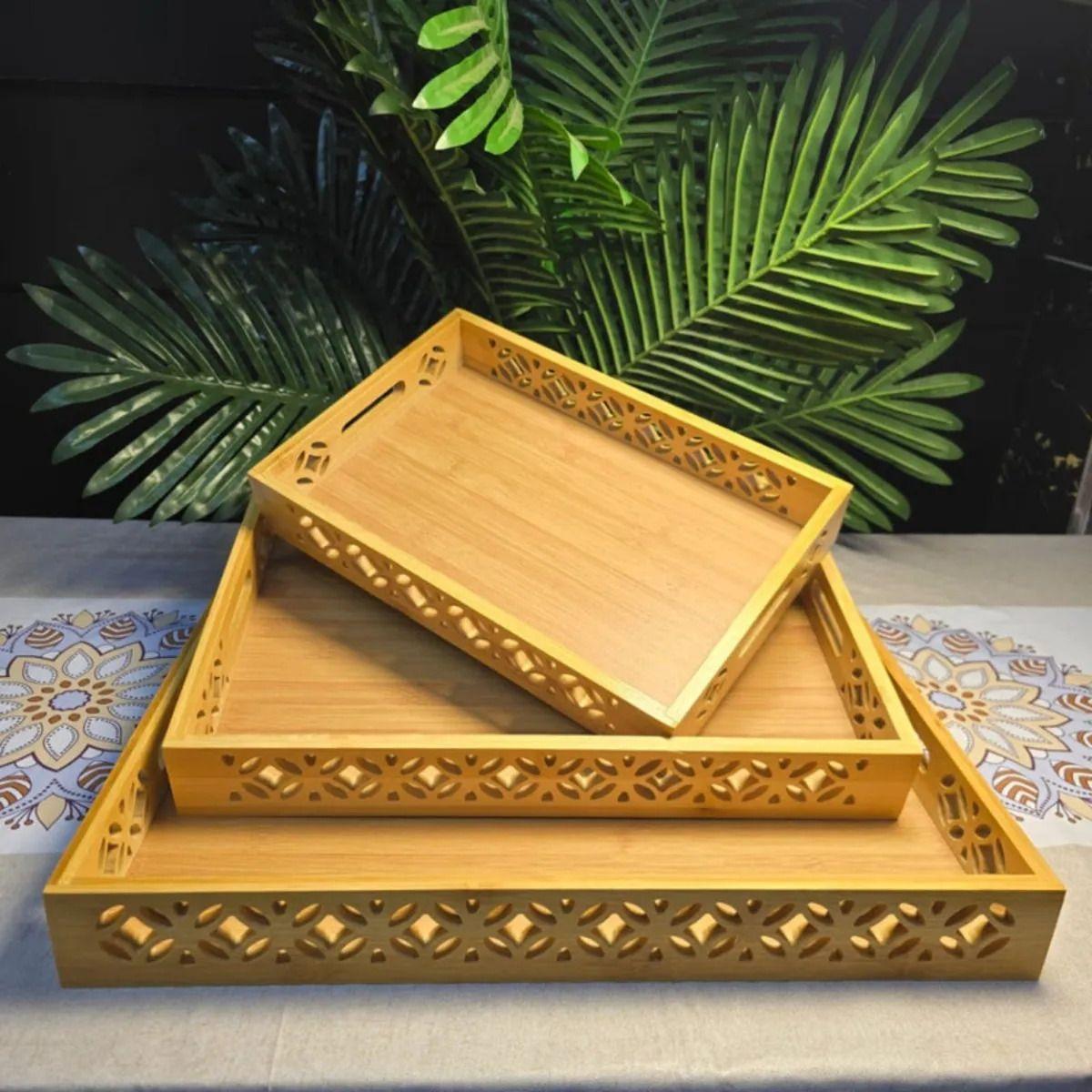Set 3 Bandeja Servicio Decorativa Detalles Calados Hogar Jhn-9