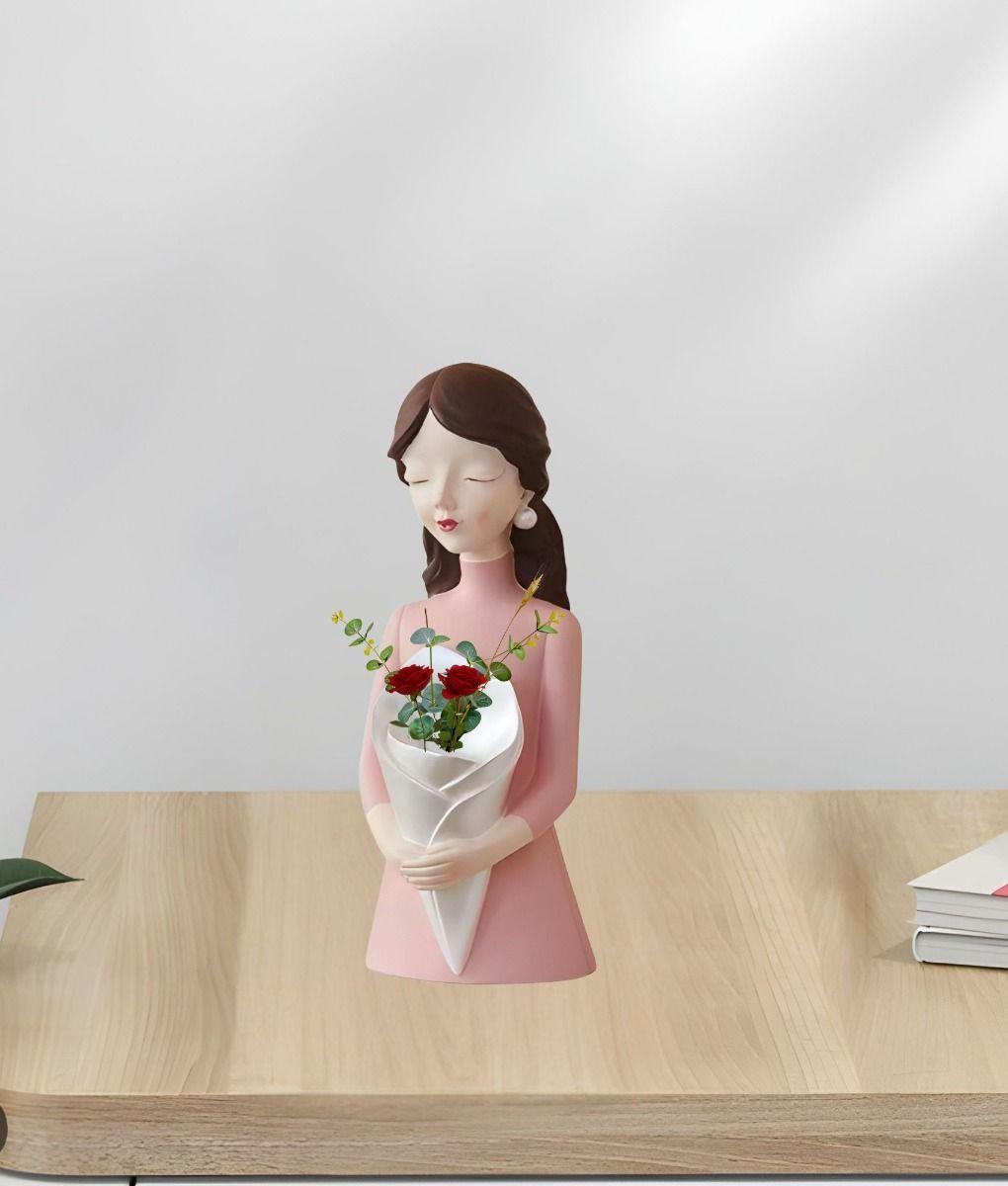 Estatua Figura Decorativa Mujer Silueta Adorno Floral Jhn-5