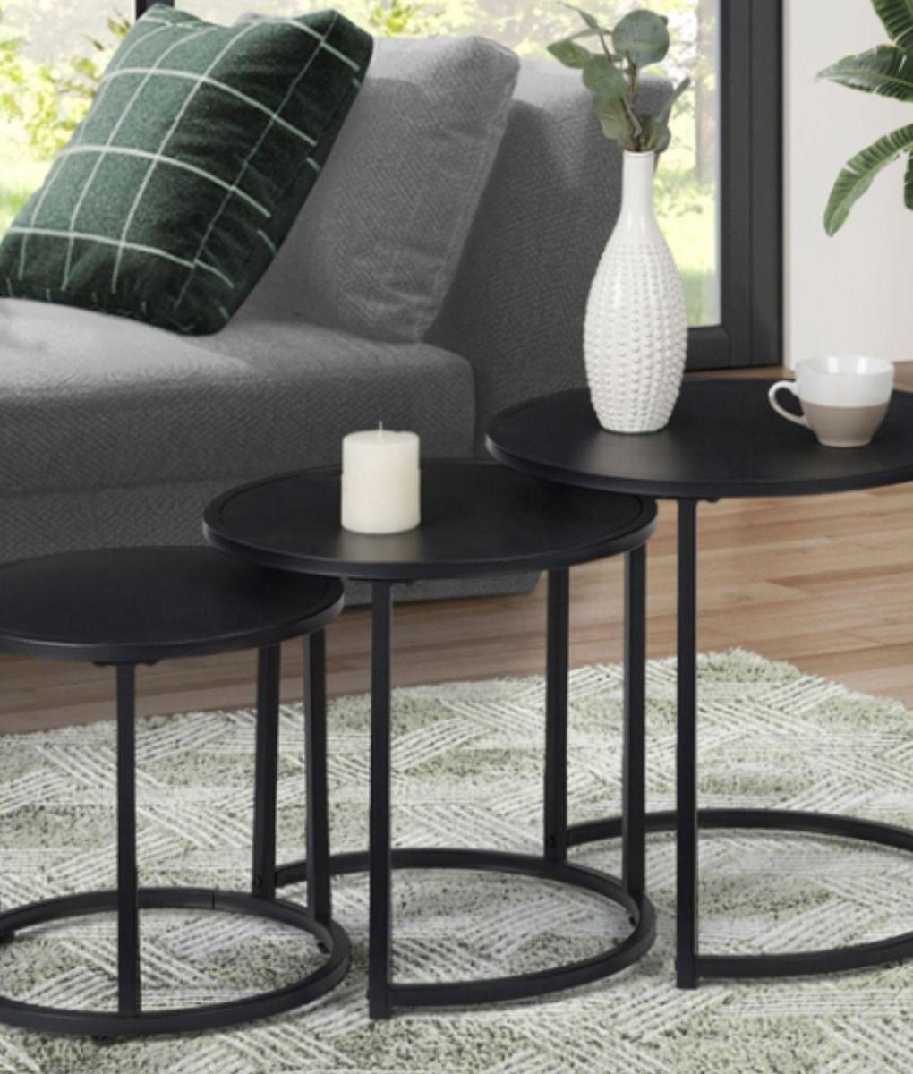 Set 3 Mesa Centro Decorativa Auxiliar Diseño Moderno Jhn-9