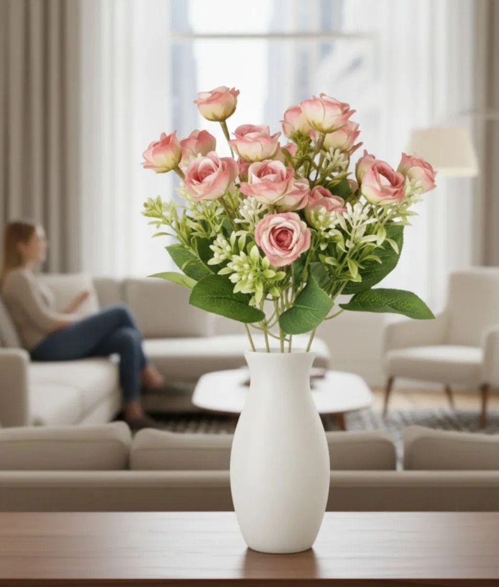 Set 3 Flores Artificiales Rosas Decorativa Ramo Belleza Jhn-2