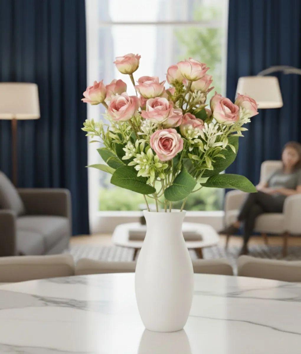 Set 3 Flores Artificiales Rosas Decorativa Ramo Belleza Jhn-4