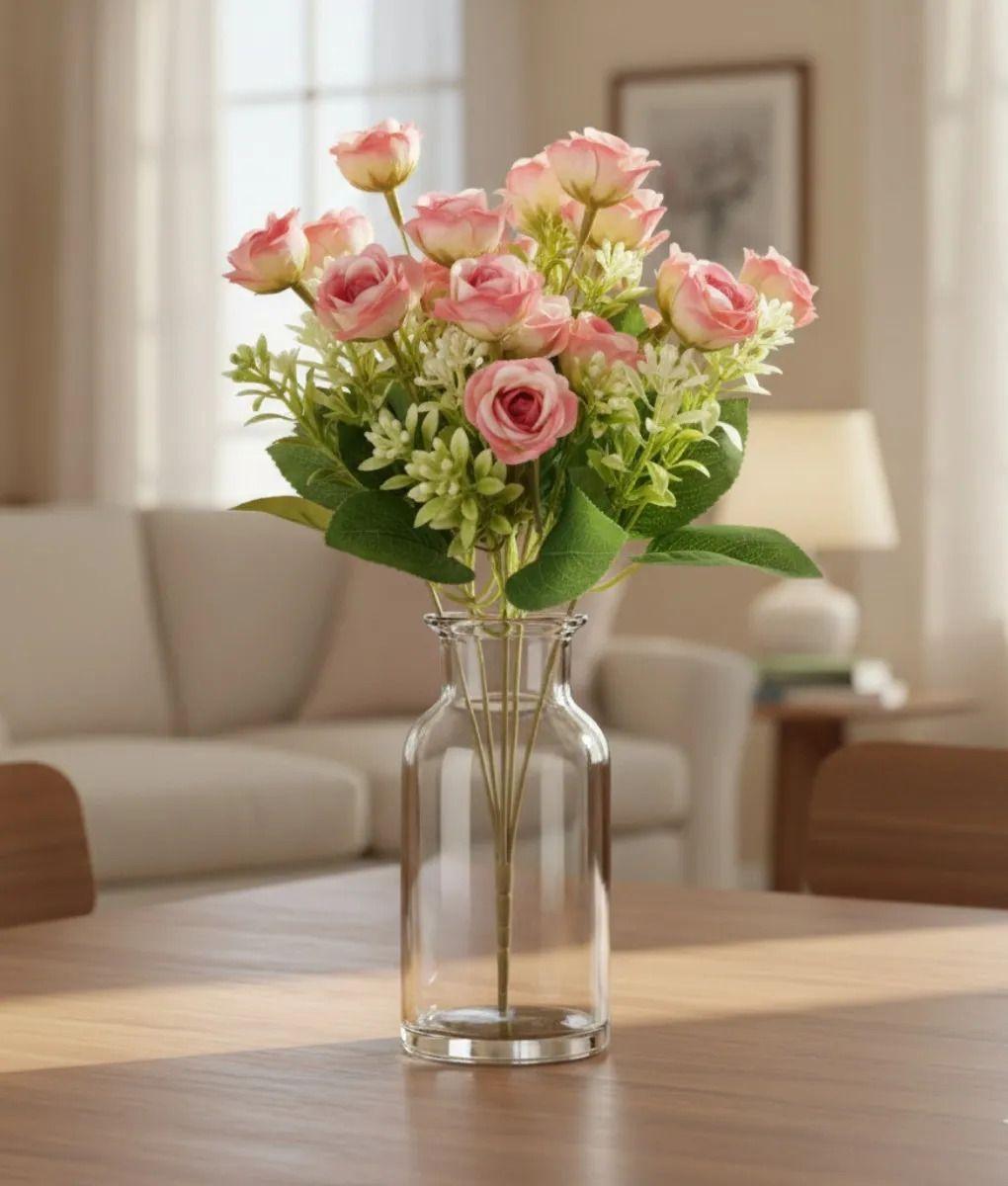 Set 3 Flores Artificiales Rosas Decorativa Ramo Belleza Jhn-9