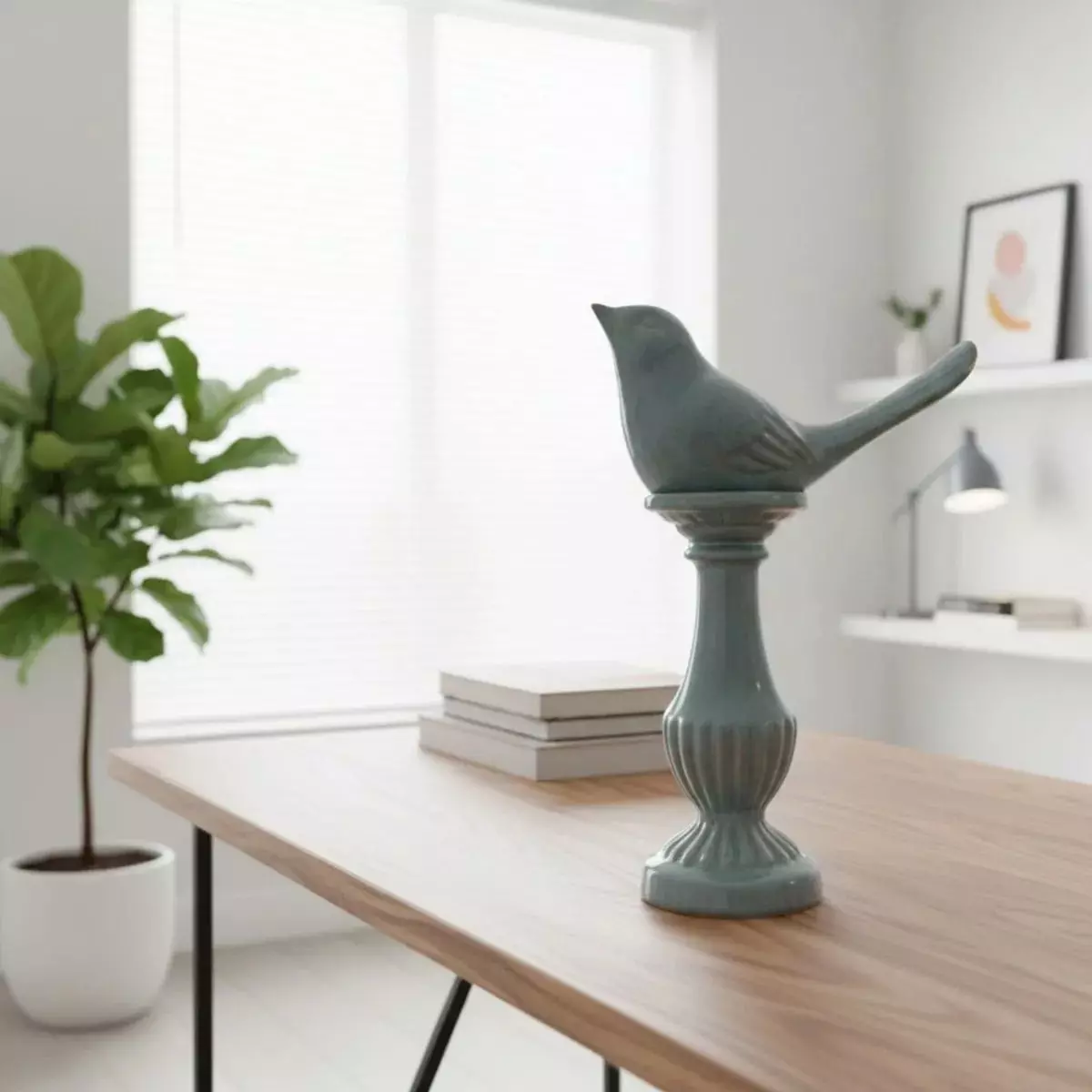 Figura Decorativa Pájaro Pedestal Adorno Vintage Hogar Jhn-6