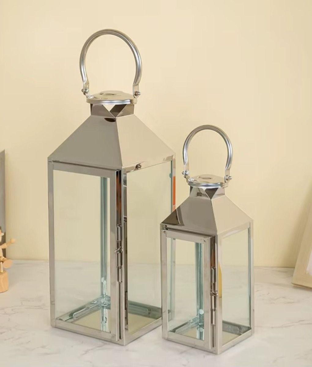 Set 2 Portavelas Farol Colgante Decorativo Rectangular Jhn-9