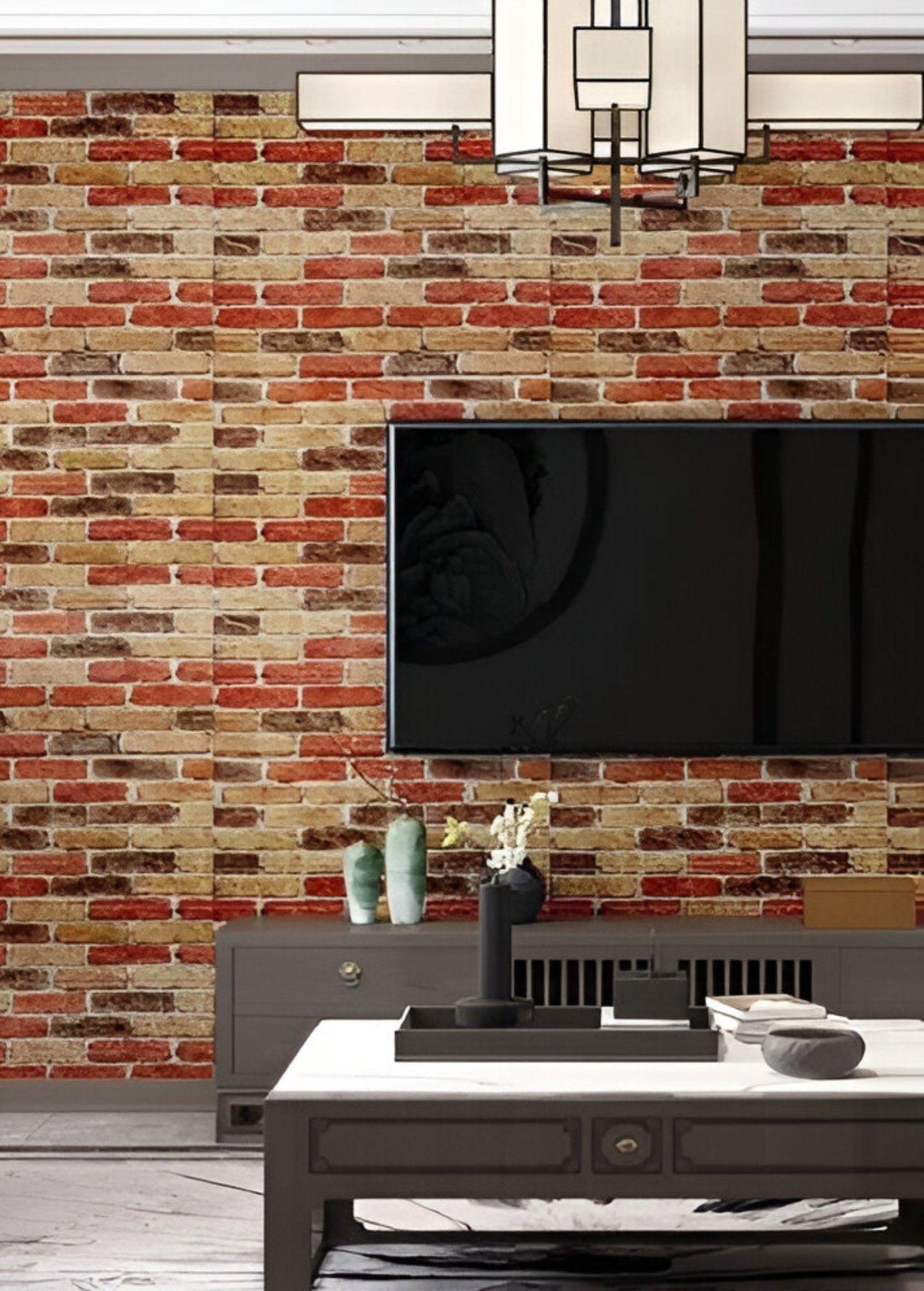 Set 4 Láminas Papel Mural 3D Pared Ladrillo Decorativo Jhn-5