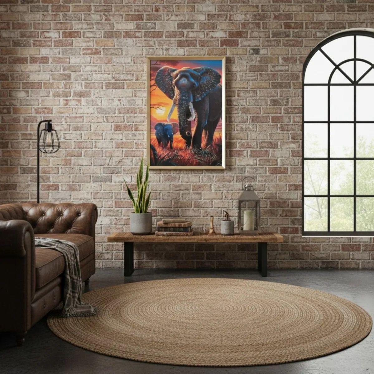 Cuadro Decorativo Elefante Moderno Paisaje Atardecer Jhn-8