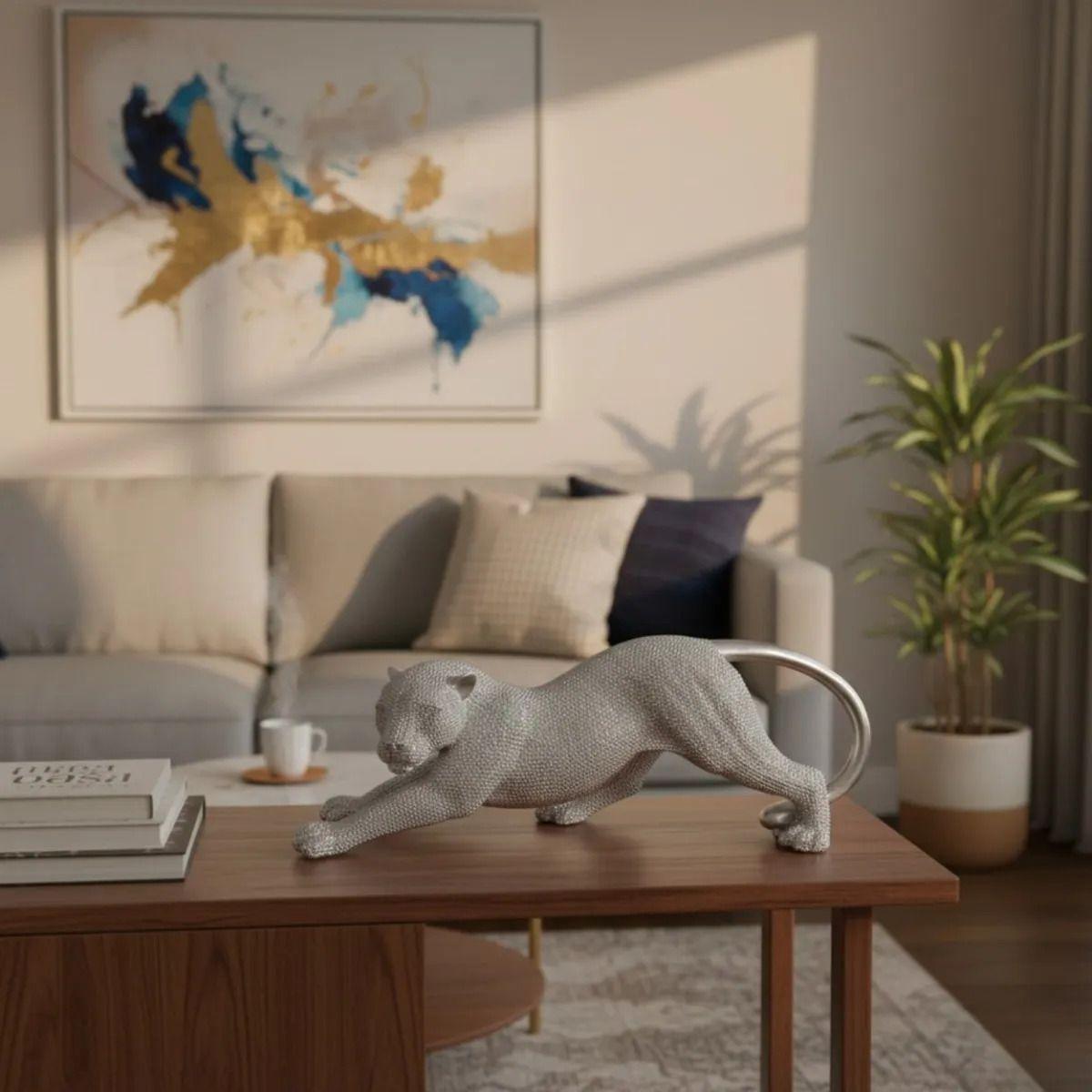 Escultura Felina Moderna Decorativa Diseño Elegante AJ-4