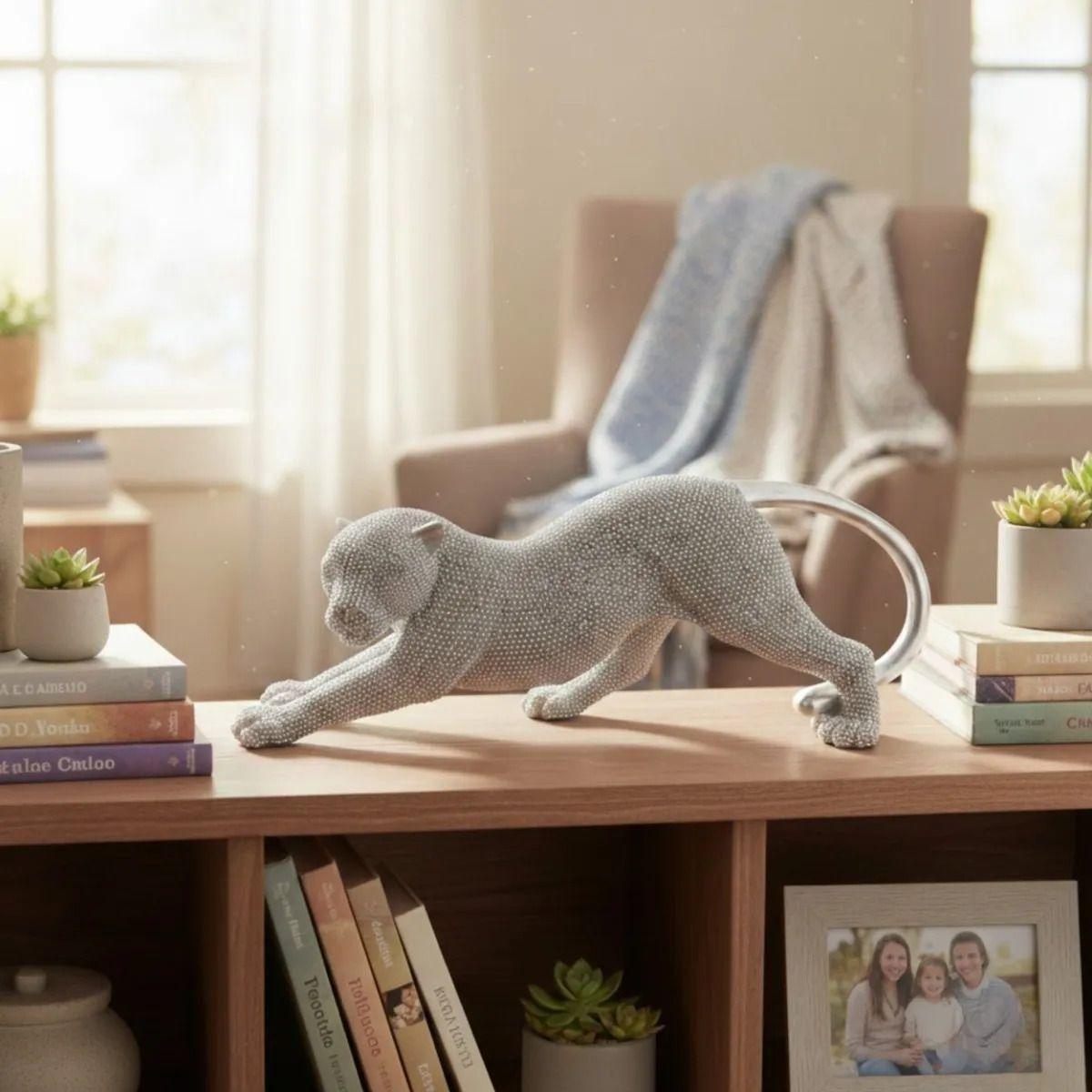Escultura Felina Moderna Decorativa Diseño Elegante AJ-7
