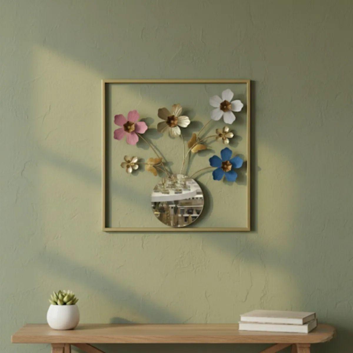 Cuadro Decorativo Mural Pared Escultórico Arte Floral Jhn-5