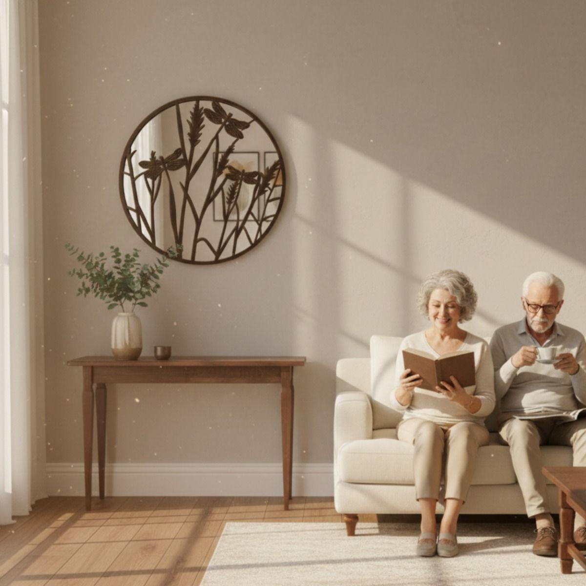 Espejo Pared Decorativo Armonía Natural Relieve Libélula Jhn-3