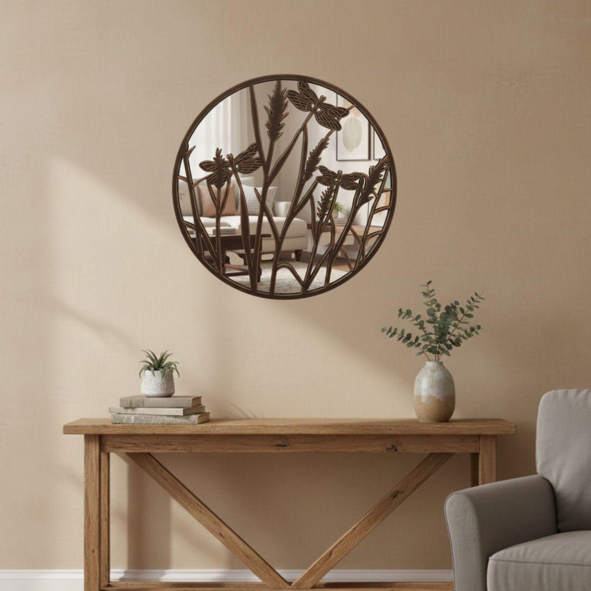 Espejo Pared Decorativo Armonía Natural Relieve Libélula Jhn-7