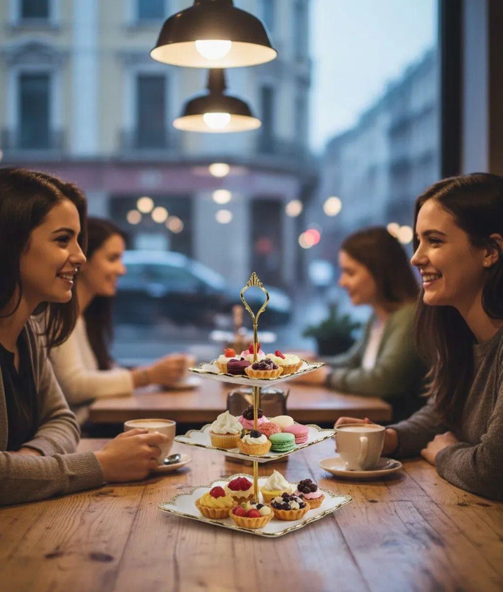 Bandeja Decorativa Servir Tres Niveles Bordes Ondulados Jhn-3