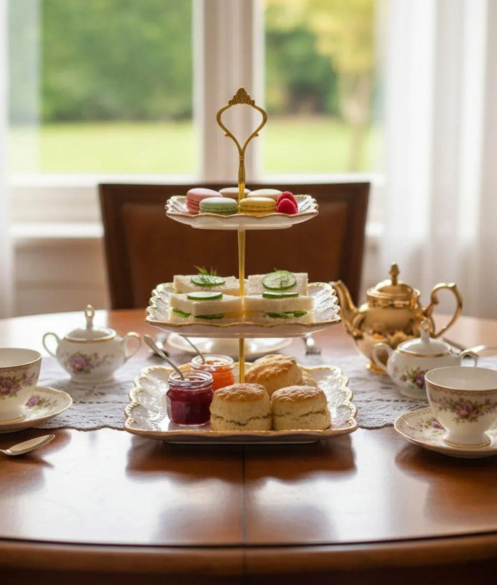 Bandeja Decorativa Servir Tres Niveles Bordes Ondulados Jhn-7