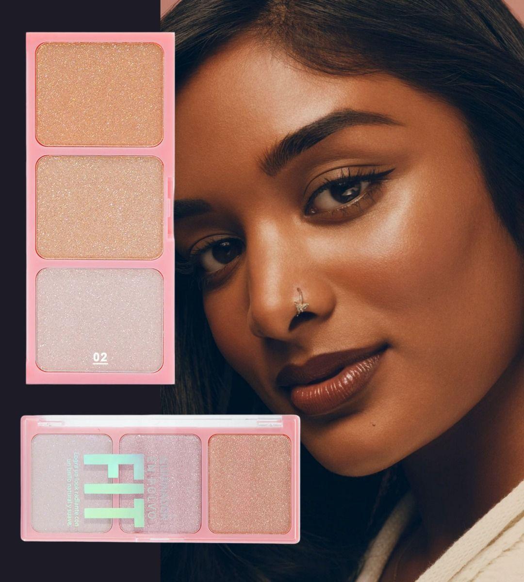 Set 3 Iluminador Polvo 3 Colores Luminosidad Brillo Jhn-6