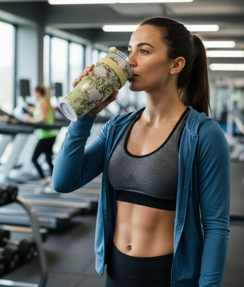 Vaso Botella Deportiva Floral Asa Funcional Ergonómico Jhn-5