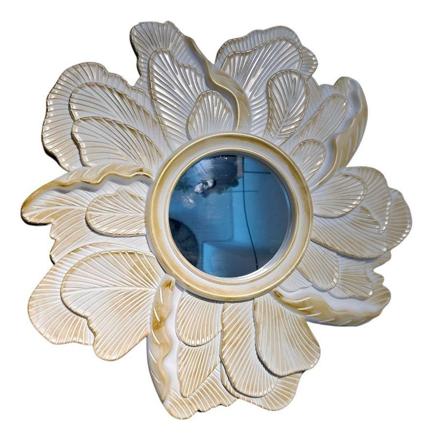 Espejo Decorativo Pared Resina Pétalos Rosa Jhn-1