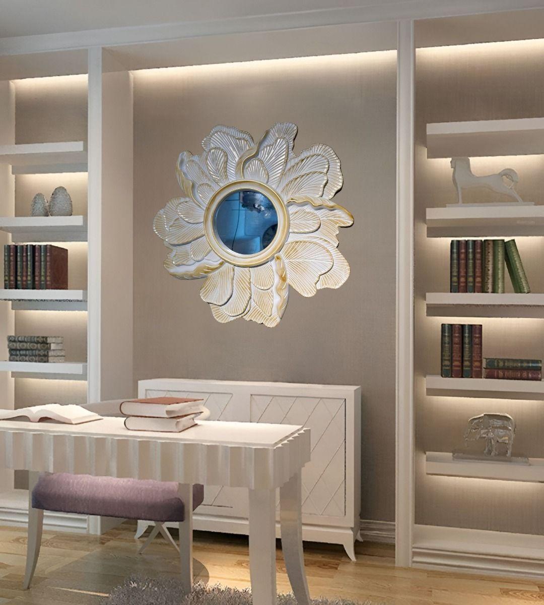 Espejo Decorativo Pared Resina Pétalos Rosa Jhn-7