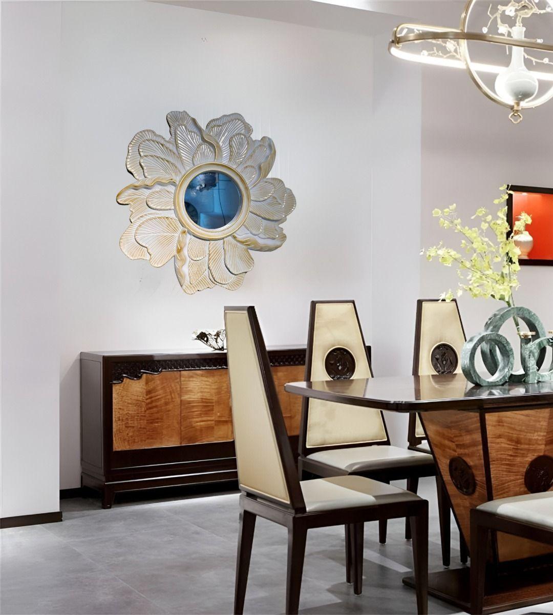 Espejo Decorativo Pared Resina Pétalos Rosa Jhn-8