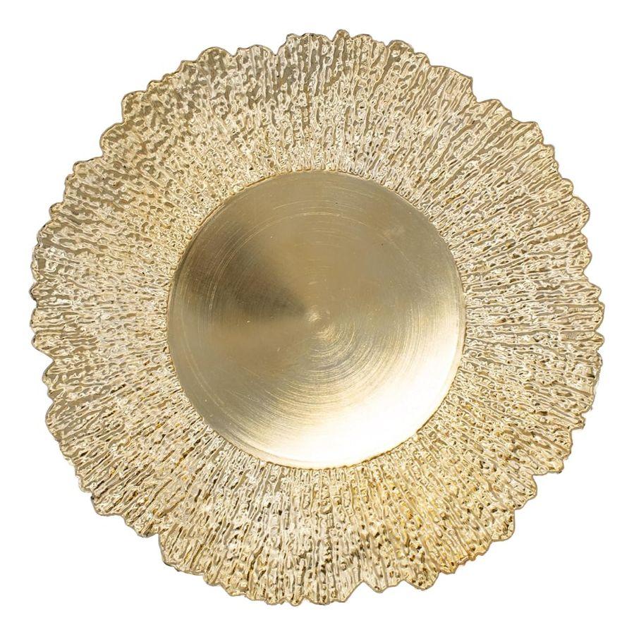 Set 3 Plato Base Redondo Dorado Brillante Decorativo Jhn-0