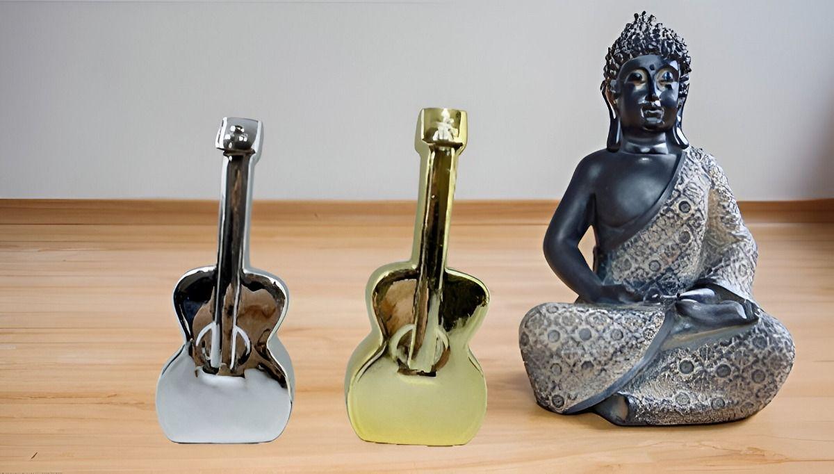 Set de 2 Estatua Guitarra Metal Estilo Moderno Jhn-6