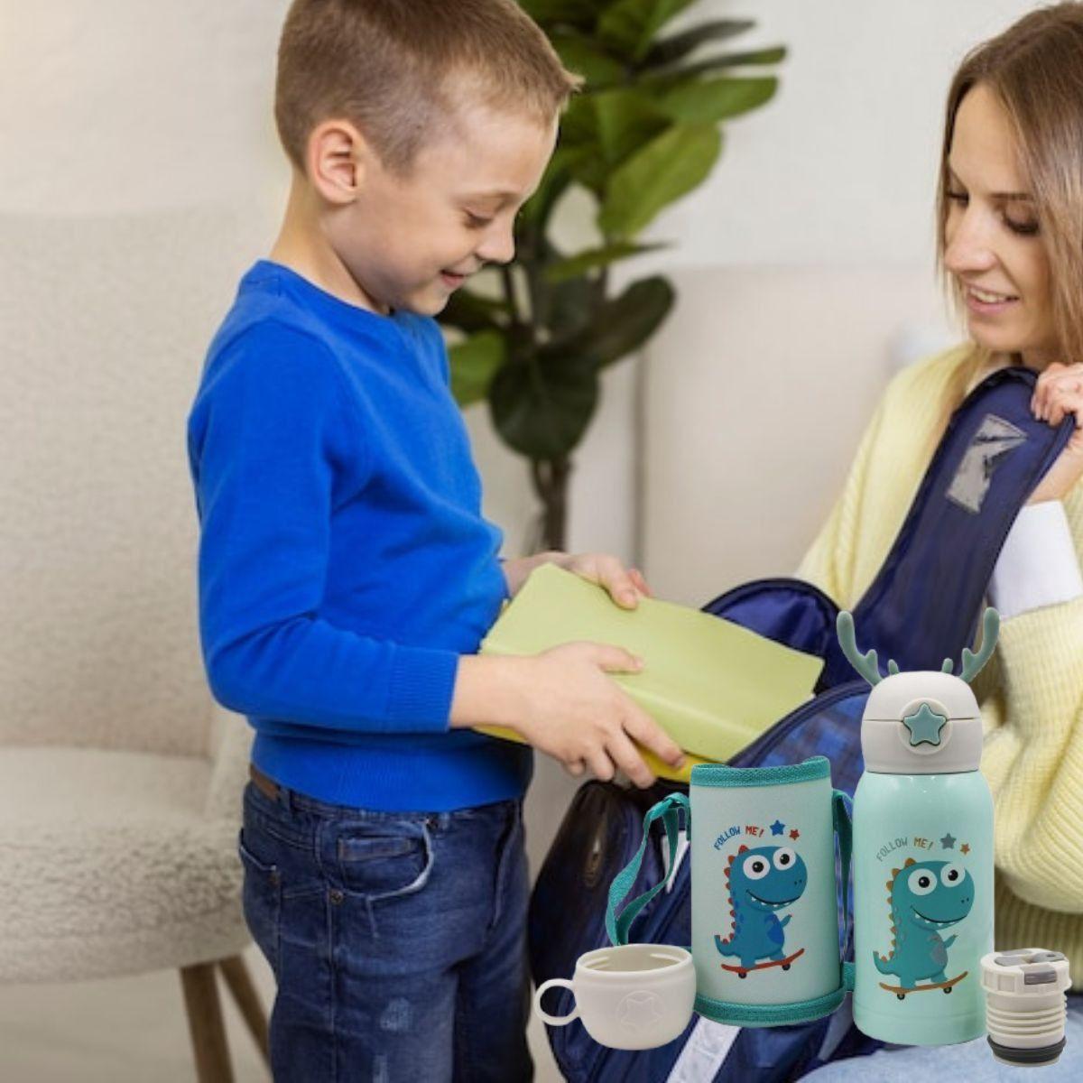 BOTELLA DE AGUA CON PAJITA INFANTIL TERMICA NIÑOS LAU-7