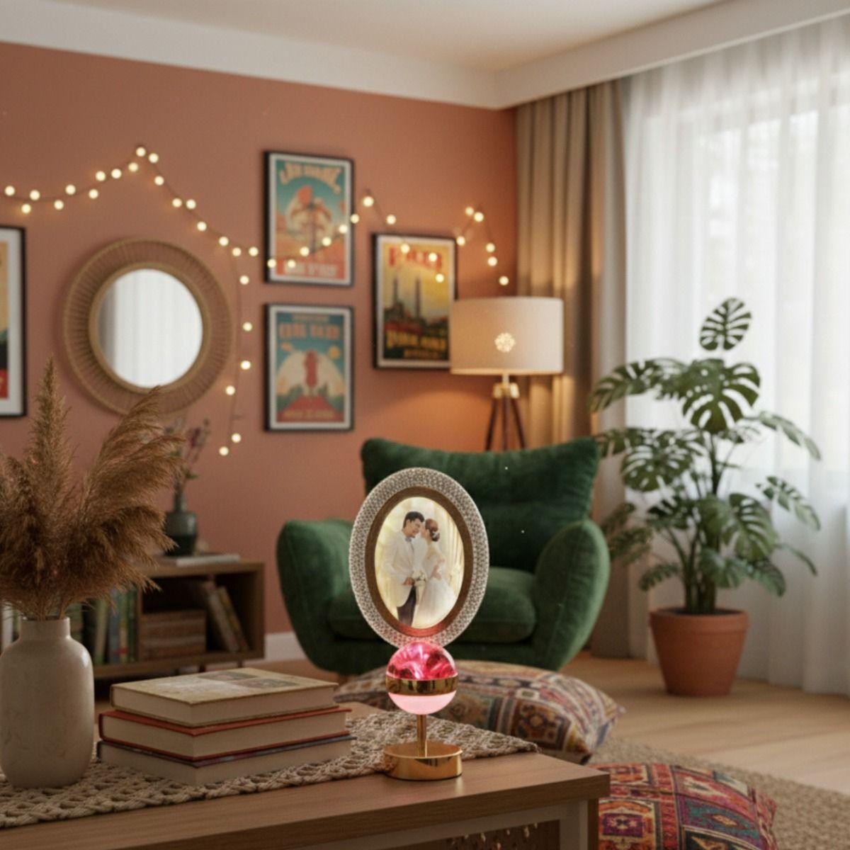 Portarretrato Digital Mesa Decorativo Esfera Iluminada Jhn-5