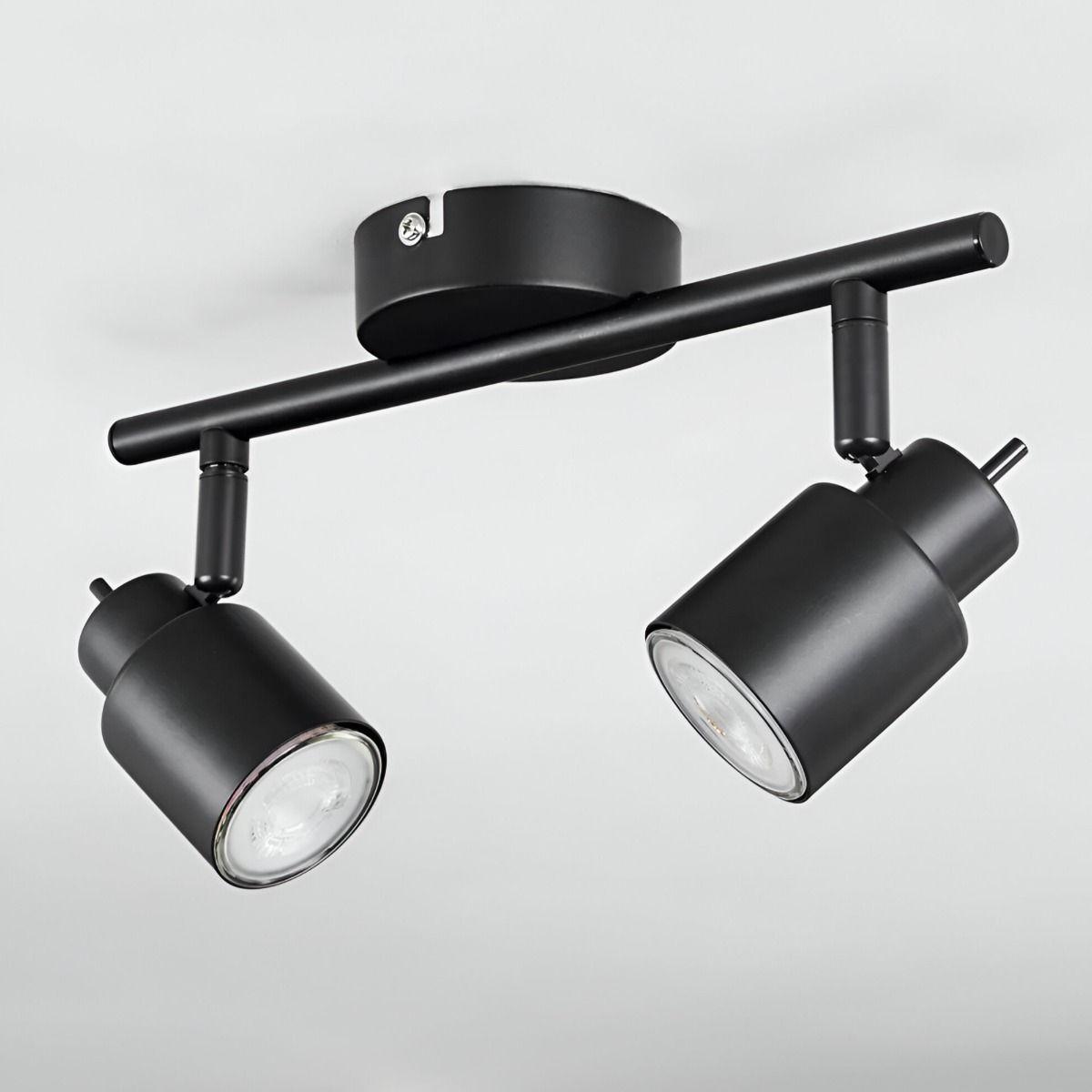 Lámpara Pared Techo LED Negro 2 Luces Ajustable Jhn-2