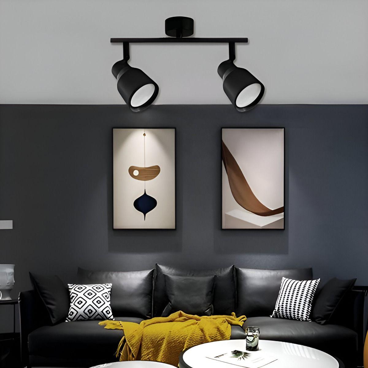 Lámpara Pared Techo LED Negro 2 Luces Ajustable Jhn-6